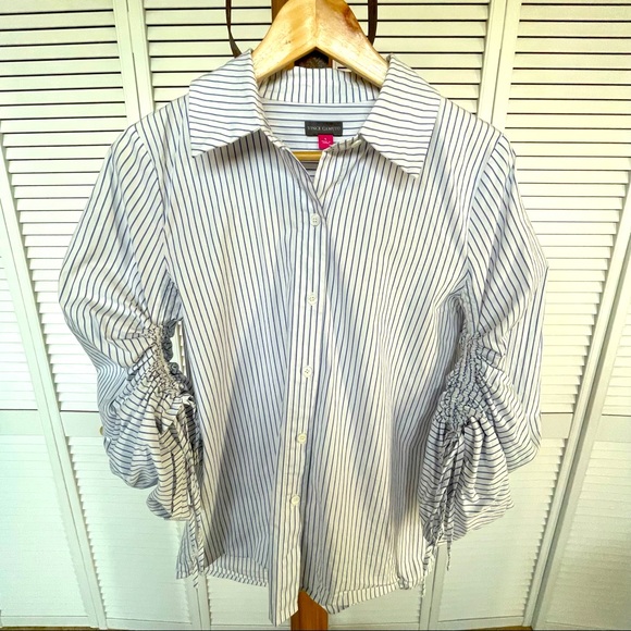 Vince Camuto blue striped button down, Small - Picture 1 of 3